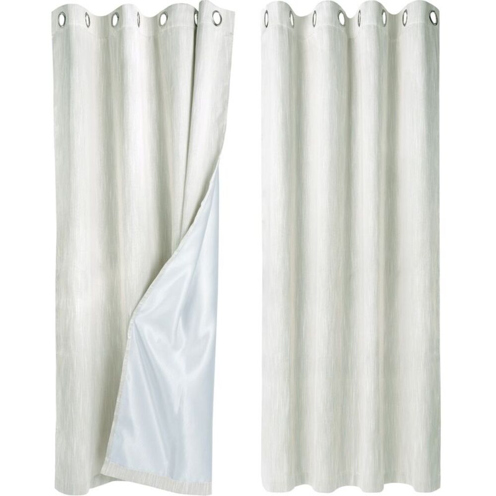 2 Panels Bedroom Linen Look Blackout Curtains Beige 52" x 72"